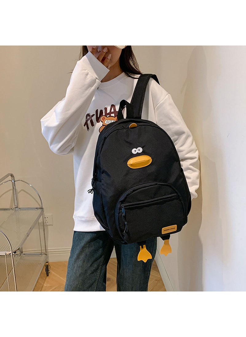 Korean Style Cartoon Duck Backpack for Girls Black