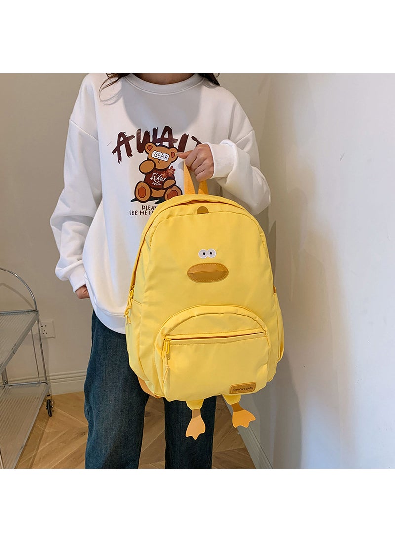 Korean Style Cartoon Duck Backpack for Girls Yellow