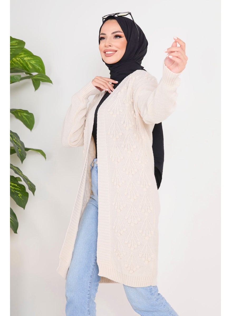 23092-CREAM Knitwear Cardigan