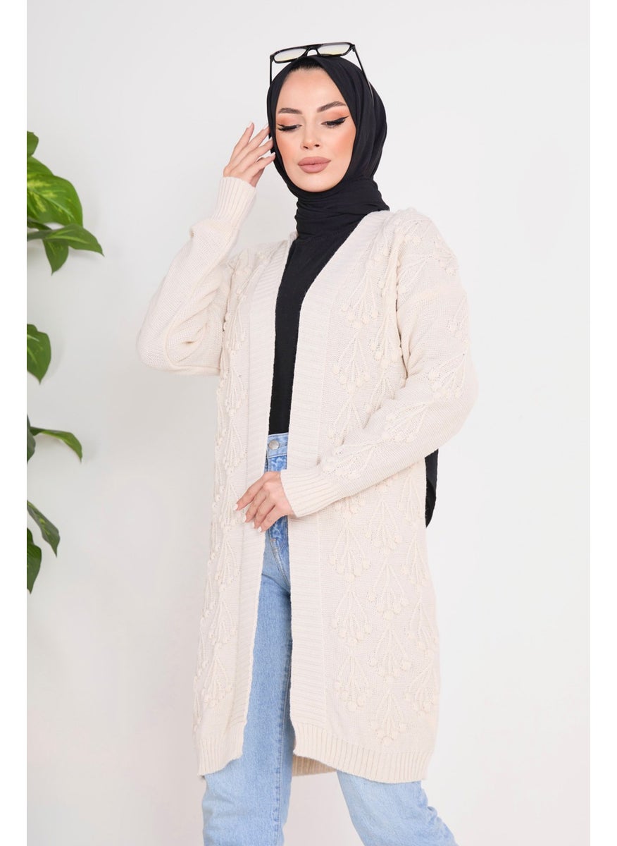 23092-CREAM Knitwear Cardigan