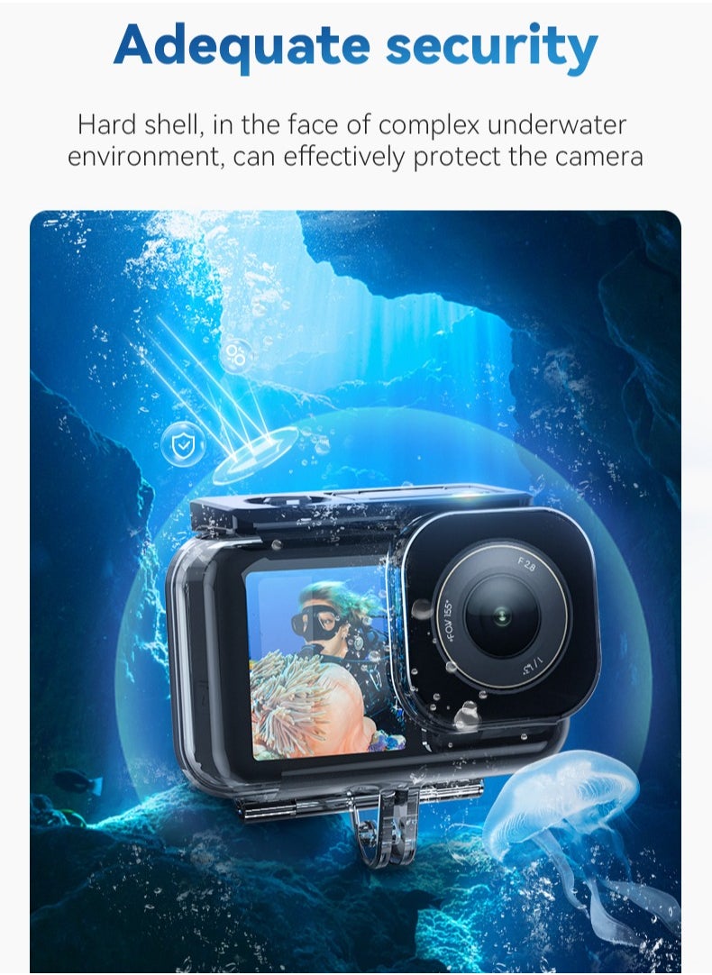 DJI Osmo Action 4/3 Waterproof Case, 45M Depth, HD Transparent, Shockproof & Pressure-Resistant, Eco-Friendly, Includes Anti-Fog Inserts - Clear PC, 95% Light Transmission