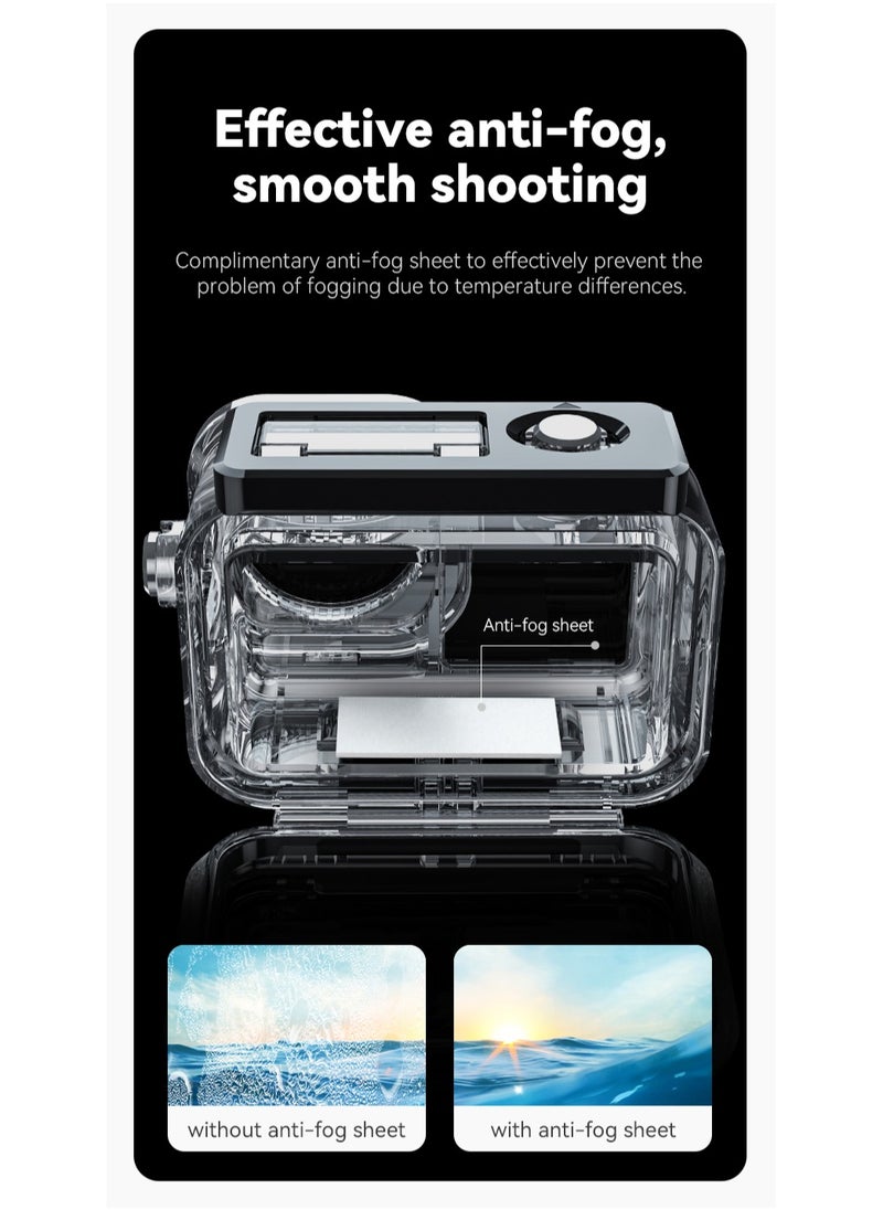 DJI Osmo Action 4/3 Waterproof Case, 45M Depth, HD Transparent, Shockproof & Pressure-Resistant, Eco-Friendly, Includes Anti-Fog Inserts - Clear PC, 95% Light Transmission