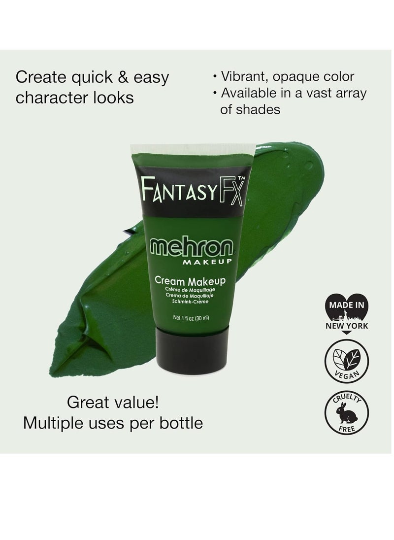 Mehron Makeup Fantasy FX Cream Makeup | Water Based Makeup | Green Face Paint & Body Paint For Adults 1 fl oz (30ml) (Green)