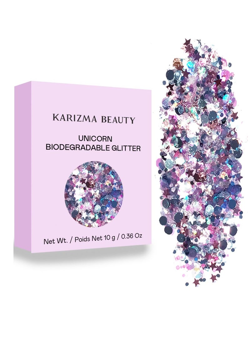 Unicorn Strobe Biodegradable Chunky Glitter // Karizma Beauty Silver Bio Glitter Eco Glitter Face Glitter Festival Chunky 10g