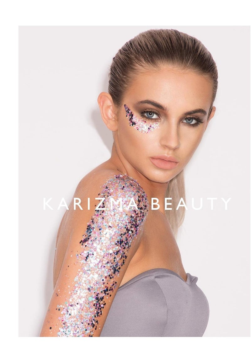 Unicorn Strobe Biodegradable Chunky Glitter // Karizma Beauty Silver Bio Glitter Eco Glitter Face Glitter Festival Chunky 10g