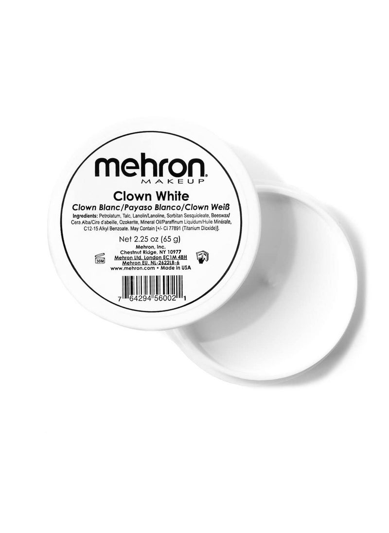 Mehron Makeup Clown White Professional Face Paint Cream Makeup | White Face Paint Makeup for Stage, Film, Cosplay, & Mime | Halloween Clown Makeup 2.25 oz (65g)