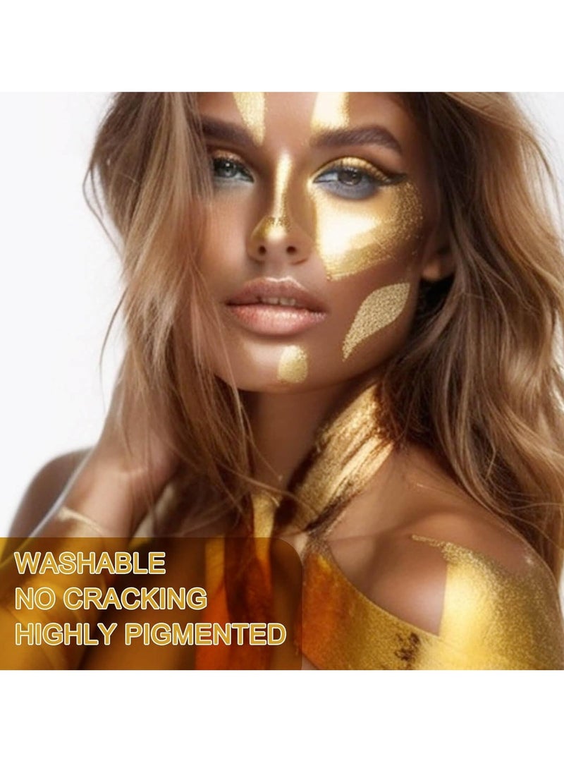 MEICOLY Cream Metallic Gold Face Body Paint,2.37Oz Large Tube Water Based Full Body Paint for Adults and Children,Professional Gold Face Paint for Halloween Stage SFX Special Effects Cosplay Makeup