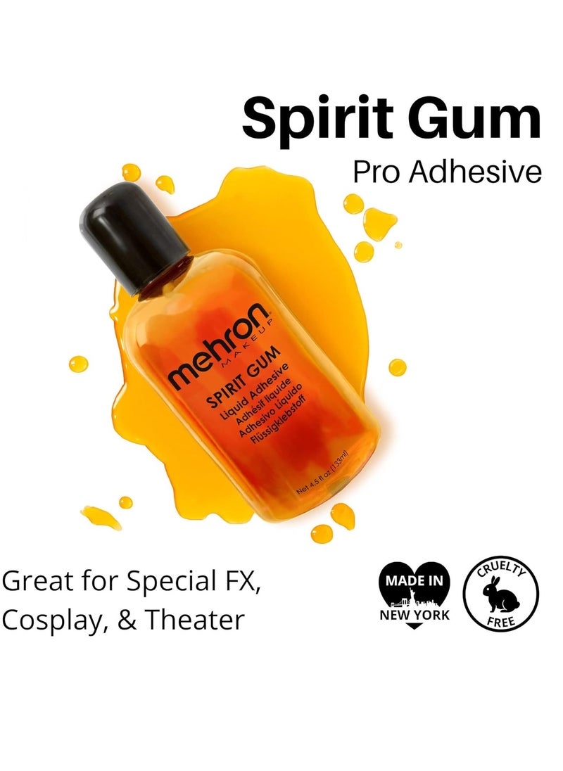 Mehron Makeup Spirit Gum | Spirit Gum Adhesive | Special FX, Cosplay, Halloween, Stage Performance Makeup | Professional Cosmetic Glue Adhesive for Face, Skin, & Body (4.5 oz) (Matte)