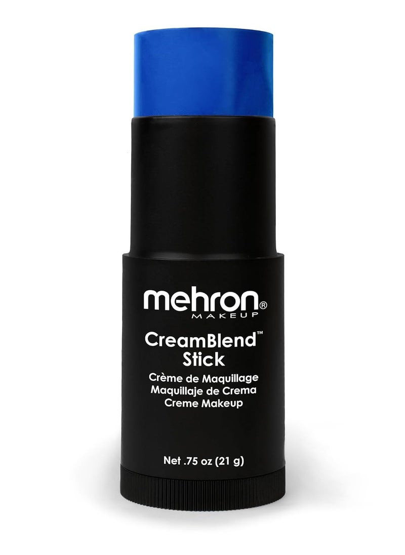 Mehron Makeup CreamBlend Stick | Face Paint, Body Paint, & Foundation Cream Makeup | Body Paint Stick Perfect for Halloween Makeup .75 oz (21 g) (Blue)