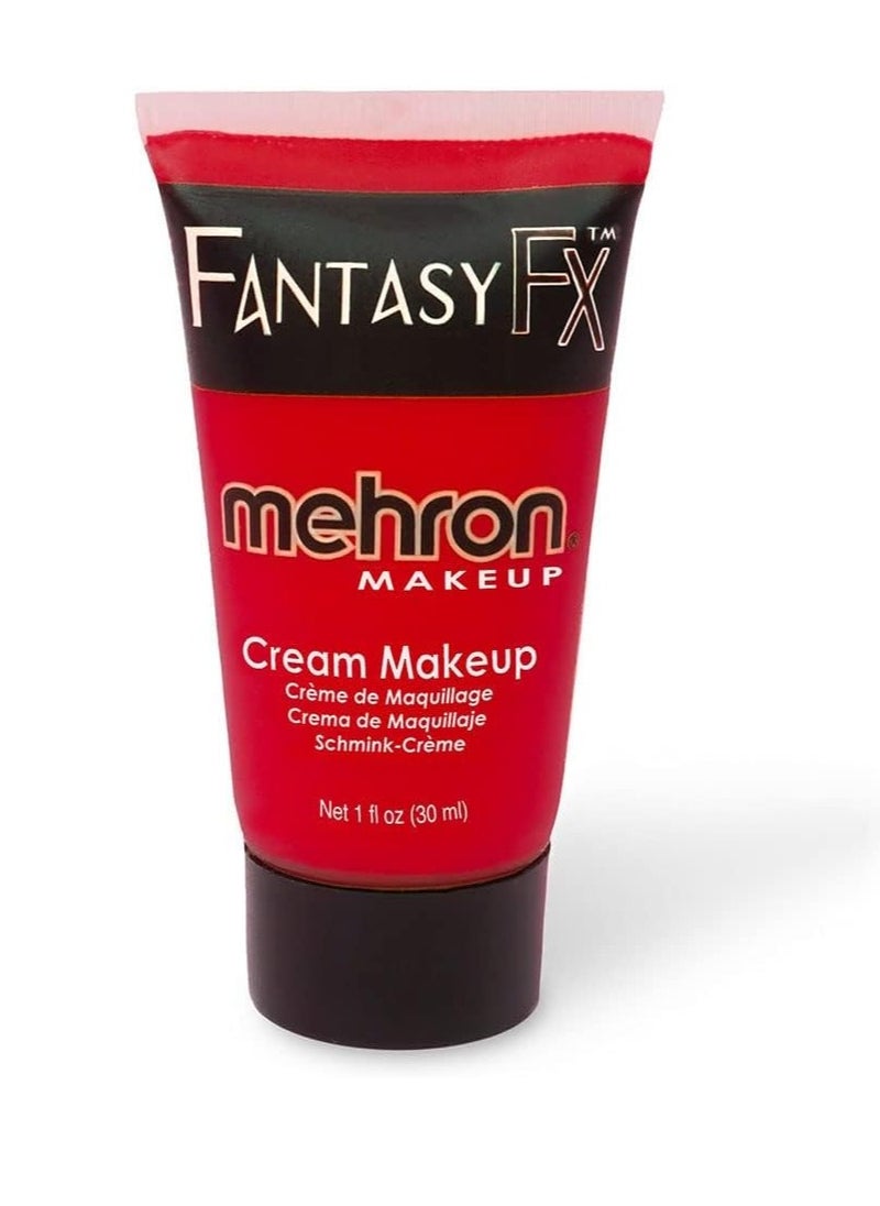 Mehron Makeup Fantasy FX Cream Makeup | Water Based Halloween Makeup | Red Face Paint & Body Paint For Adults 1 fl oz (30ml) (RED)