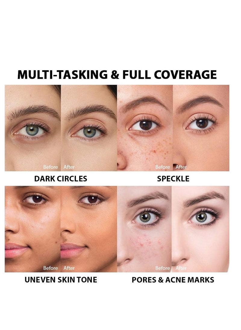 Pro Under Eye Full Coverage Liquid Concealer to Cover Dark Circles, Scars,Redness,Spots,Fine Lines,Corrector Anti-Aging Natural Finish, Moistening Smooth Cream,Waterproof 0.4 * 2 fl oz-Light+Medium