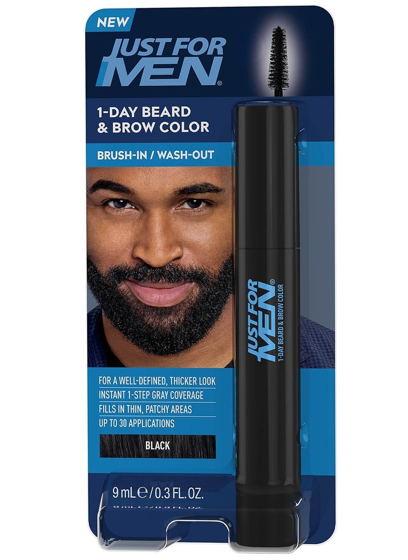 Just for Men 1-Day Beard & Brow Color, Temporary Color for Beard and Eyebrows, For a Fuller, Well-Defined Look, Up to 30 Applications, Black