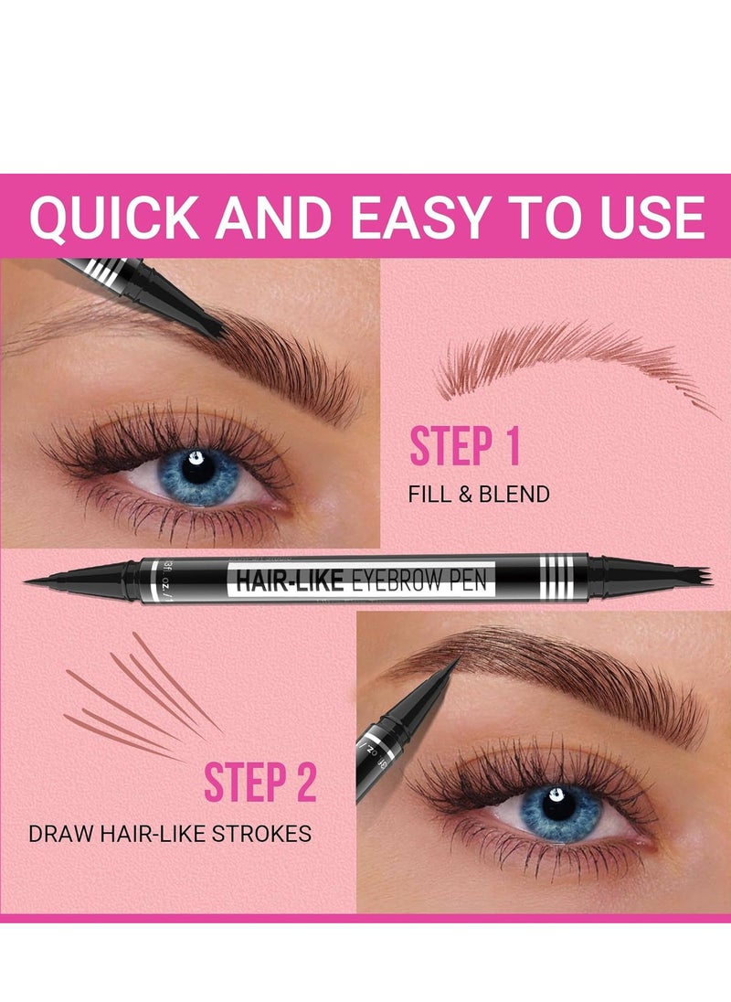 iMethod Eyebrow Pen - Eyebrow Pencil Magical 2-in-1 Eye Brow Pencils for Women with 4-Fork-Tip & Precise Brush-Tip Create Natural Hair-Like Brows, Last All-Day, Microblading Eyebrow Pen, Dark Brown