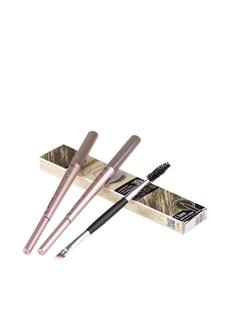 [ 2 Pack]Eyebrow Pencil, Waterproof Eyebrow Makeup with Dual Ends, Professional Brow Enhancing Kit with Eyebrow Brush (Dark Brown #1)