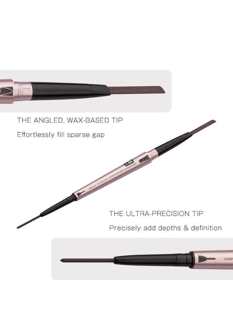 [ 2 Pack]Eyebrow Pencil, Waterproof Eyebrow Makeup with Dual Ends, Professional Brow Enhancing Kit with Eyebrow Brush (Dark Brown #1)