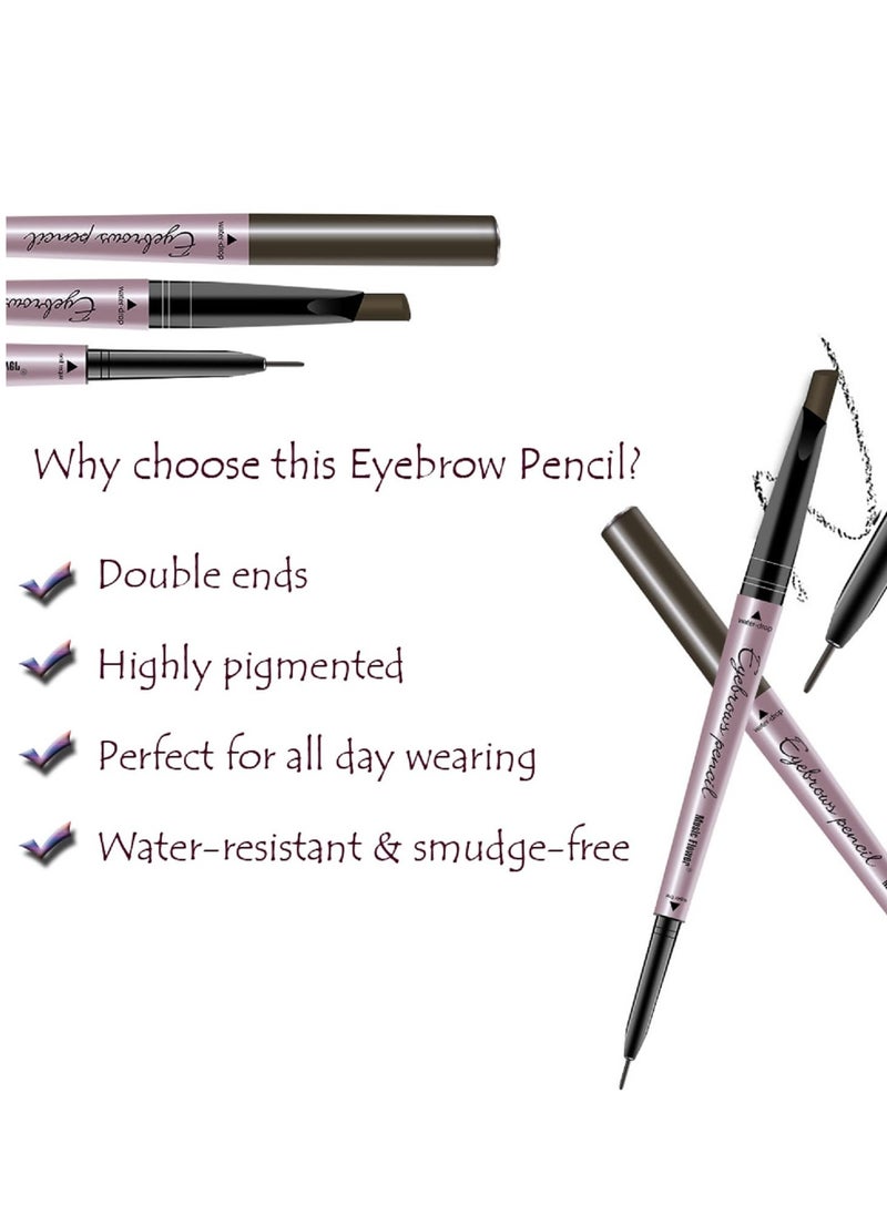 [ 2 Pack]Eyebrow Pencil, Waterproof Eyebrow Makeup with Dual Ends, Professional Brow Enhancing Kit with Eyebrow Brush (Dark Brown #1)