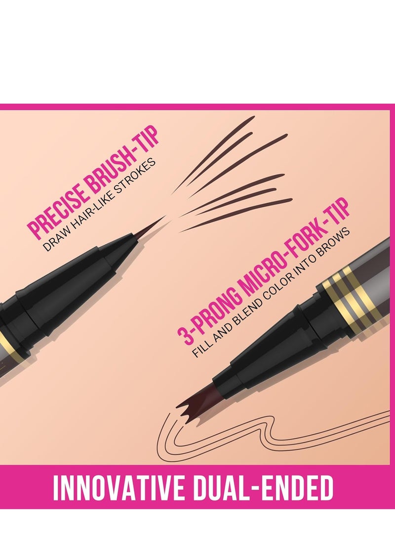 iMethod Microblading Eyebrow Pencil - Brow Pencil 2-in-1 Dual-Ended Eyebrow Pen with 3-Prong Micro-Fork-Tip Applicator and Precise Brush-Tip Creates Natural-Looking Brows, Stay on All Day, Dark Brown