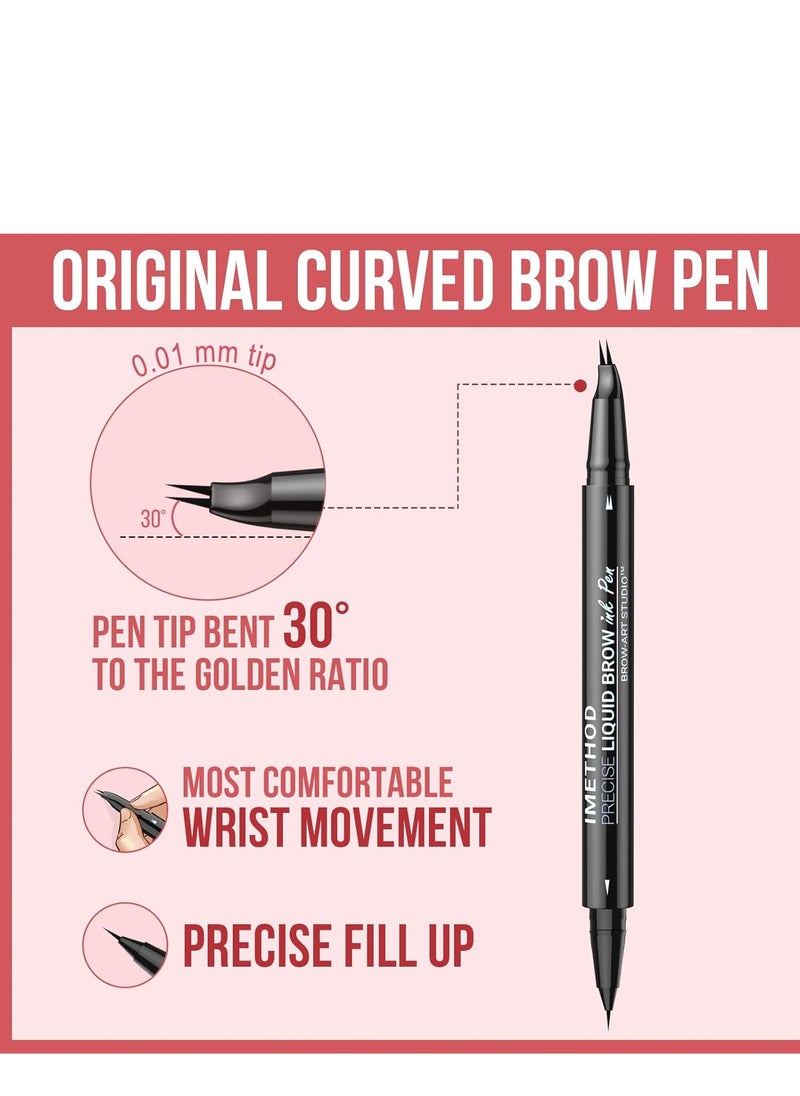 iMethod Curved Eyebrow Pen - Eyebrow Pencil, Brow Pencil 2-in-1 Dual-Ended Microblading Eyebrow Pen with Micro-Fork-Tip and Precise Brush-Tip Create Natural Hair-Like Brows, Last All-Day, Dark Brown