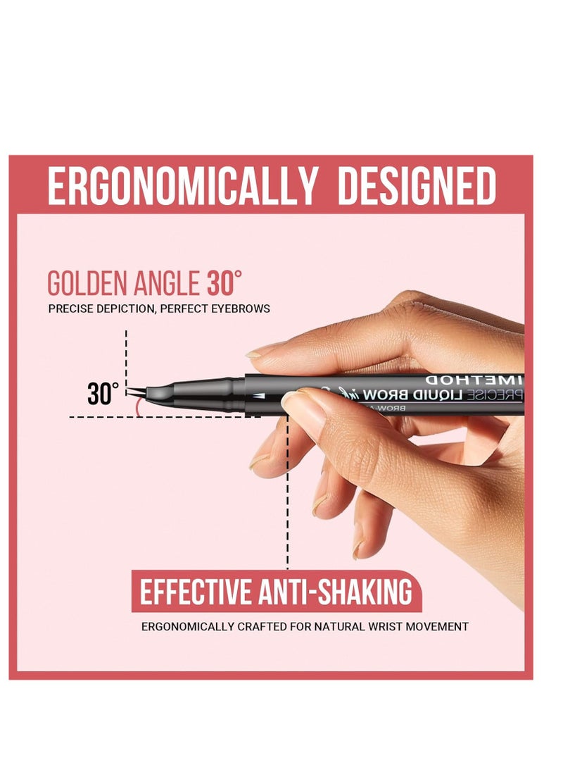 iMethod Curved Eyebrow Pen - Eyebrow Pencil, Brow Pencil 2-in-1 Dual-Ended Microblading Eyebrow Pen with Micro-Fork-Tip and Precise Brush-Tip Create Natural Hair-Like Brows, Last All-Day, Dark Brown