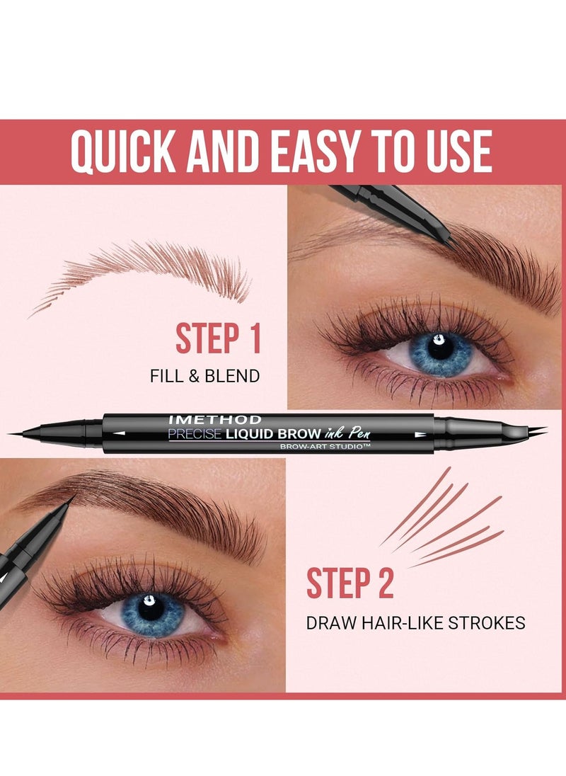 iMethod Curved Eyebrow Pen - Eyebrow Pencil, Brow Pencil 2-in-1 Dual-Ended Microblading Eyebrow Pen with Micro-Fork-Tip and Precise Brush-Tip Create Natural Hair-Like Brows, Last All-Day, Dark Brown