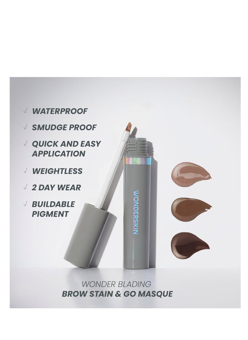 Wonderskin Eyebrow Tint - Wonder Blading Brow Stain & Go Masque, Long Lasting Brow Tint, Transfer Proof and Smudge Proof Eyebrow Stain (Dark Brunette)