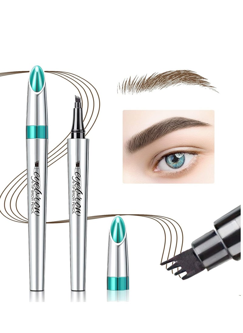 Eyebrow Pencil Eyebrow Microblading Pen - Eyebrow Pen Micro 4 Point Brow Pen Lift & Snatch Eyebrow Eye Makeup Long-Lasting Waterproof & Smudge-proof Natural Eyebrow Hair (Dark Brown)