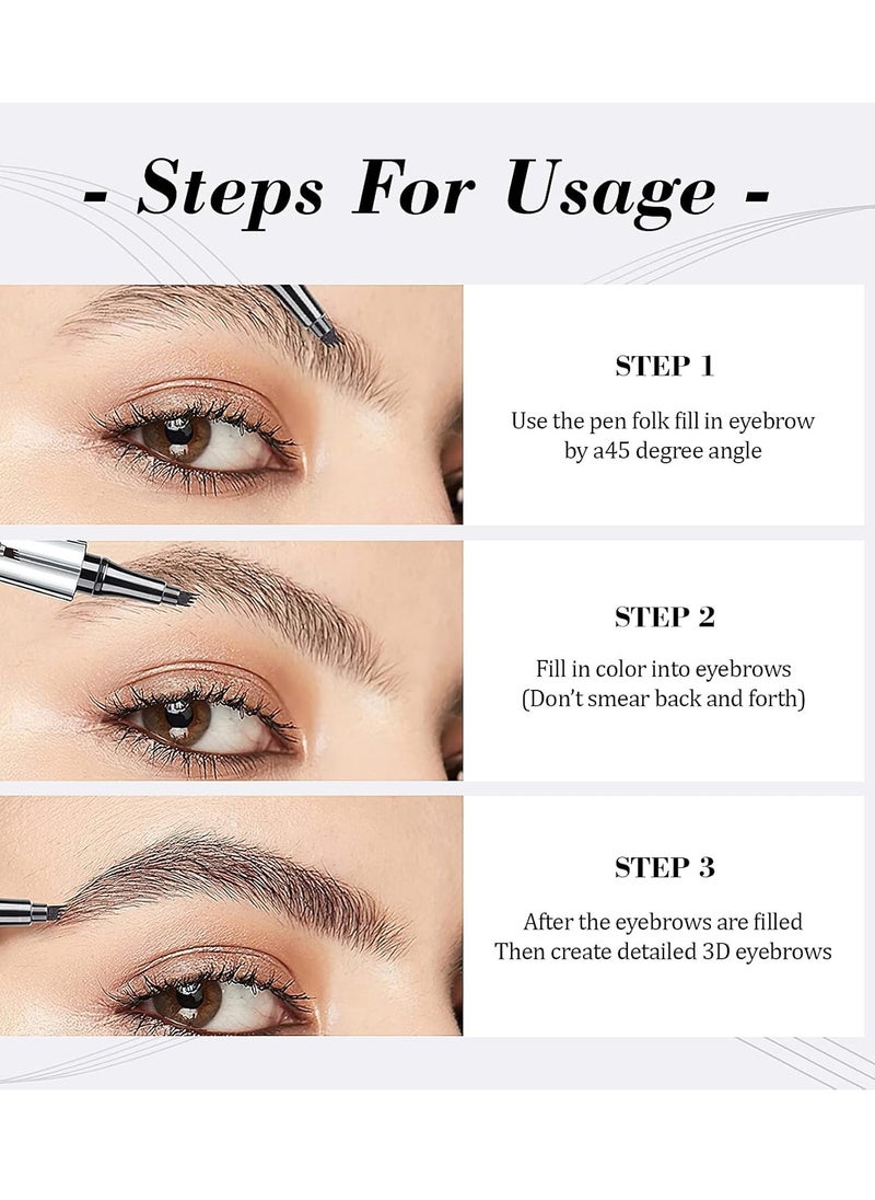 Eyebrow Pencil Eyebrow Microblading Pen - Eyebrow Pen Micro 4 Point Brow Pen Lift & Snatch Eyebrow Eye Makeup Long-Lasting Waterproof & Smudge-proof Natural Eyebrow Hair (Dark Brown)