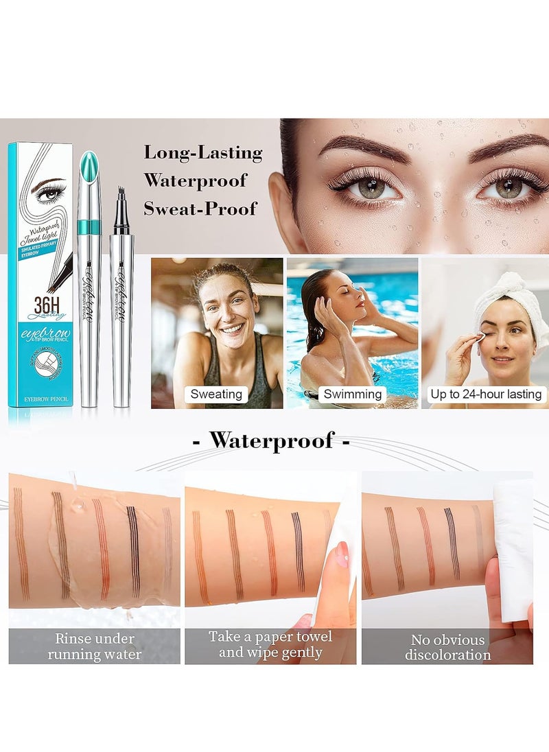 Eyebrow Pencil Eyebrow Microblading Pen - Eyebrow Pen Micro 4 Point Brow Pen Lift & Snatch Eyebrow Eye Makeup Long-Lasting Waterproof & Smudge-proof Natural Eyebrow Hair (Dark Brown)