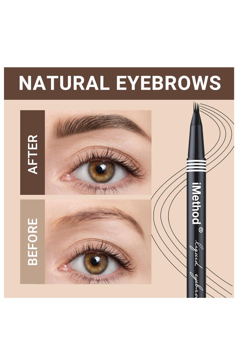 iMethod Eyebrow Pen - Eyebrow Pencil with Micro 4-Fork Tip, Microblading Eyebrow Pen for Natural Hair-Like Brows, Long-Lasting Eye Brow Pencils for Women, Smudge-proof, Light Brown