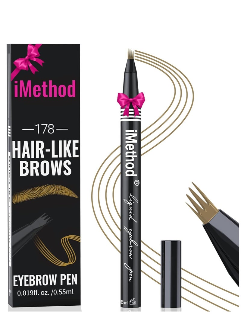 iMethod Eyebrow Pen - Eyebrow Pencil with Micro 4-Fork Tip, Microblading Eyebrow Pen for Natural Hair-Like Brows, Long-Lasting Eye Brow Pencils for Women, Smudge-proof, Light Brown