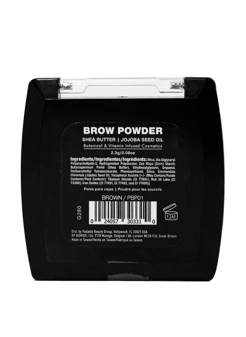 Palladio Brow Powder for Eyebrows, Soft and Natural Eyebrow Powder with Jojoba Oil & Shea Butter, Helps Enhance & Define Brows, Compact Size for Purse or Travel, Includes Applicator Brush, Dark Brown