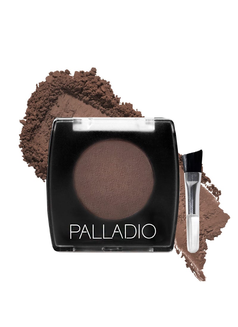 Palladio Brow Powder for Eyebrows, Soft and Natural Eyebrow Powder with Jojoba Oil & Shea Butter, Helps Enhance & Define Brows, Compact Size for Purse or Travel, Includes Applicator Brush, Dark Brown