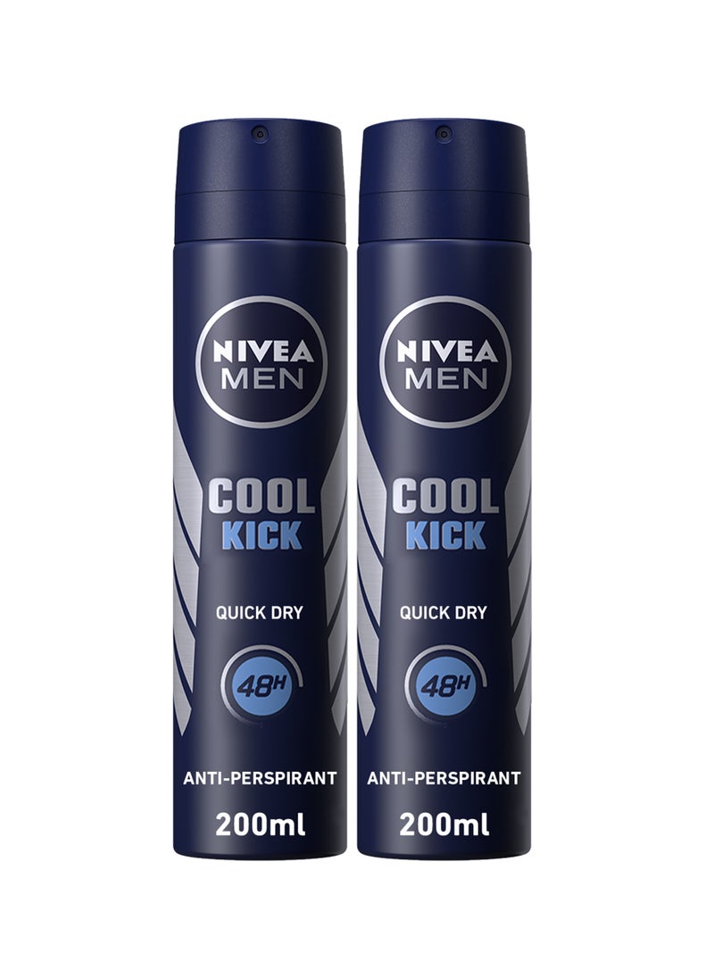 Deodorant Spray Cool Kick Fresh Scent Pack of 2