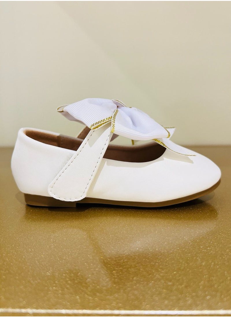 Kids White Party Shoes with White Ribbon for Birthday Wedding and Special Occasions Kids Shoes