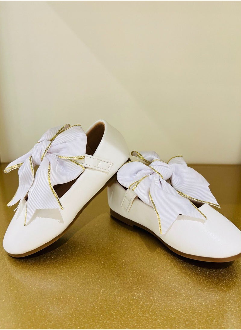 Kids White Party Shoes with White Ribbon for Birthday Wedding and Special Occasions Kids Shoes