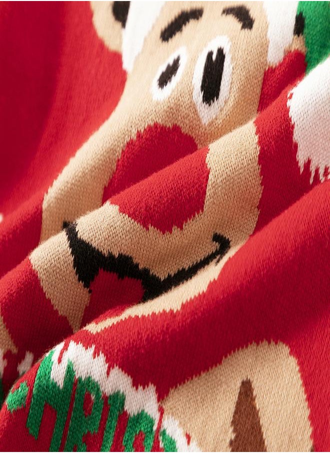 Festive Reindeer Christmas Sweater - Red