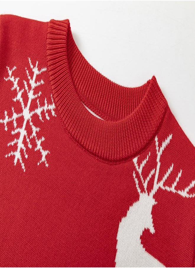 Classic Red Reindeer Snowflake christmas Sweater