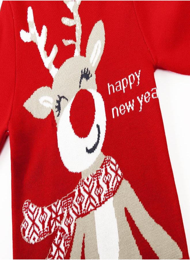 Happy New Year Reindeer Sweater - Red