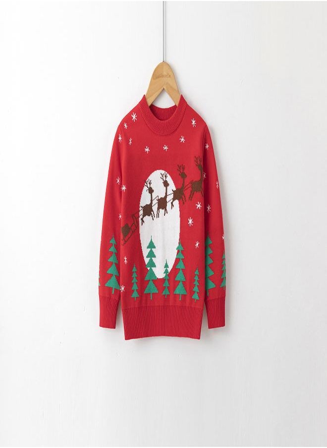 Santa’s Sleigh Night Scene Sweater - Red