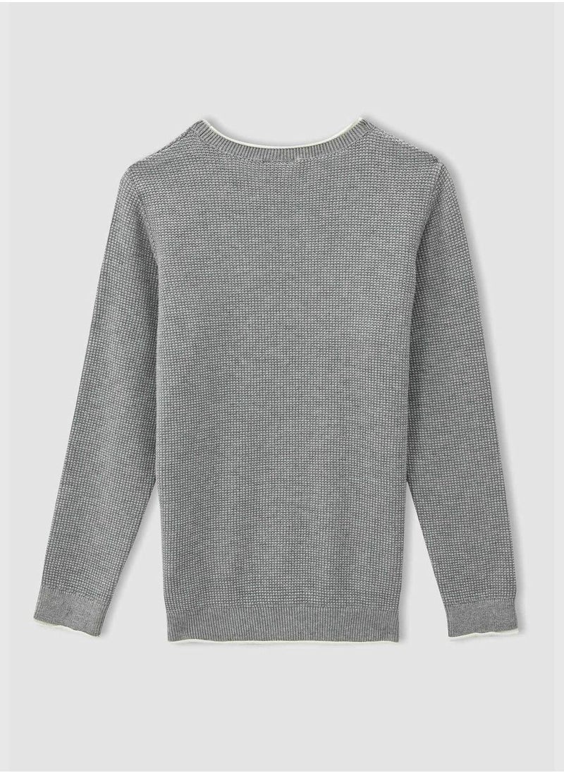 Slim Fit Long Sleeve Crew Neck Knit Sweater