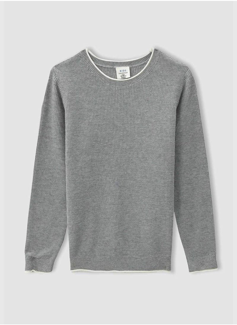 Slim Fit Long Sleeve Crew Neck Knit Sweater