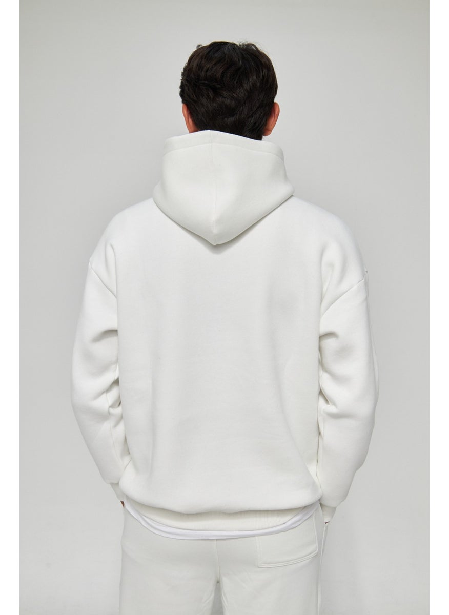 Men's Smoke Unisex Plain Hooded Collar Cotton Pocket Detailed Sweatshirt