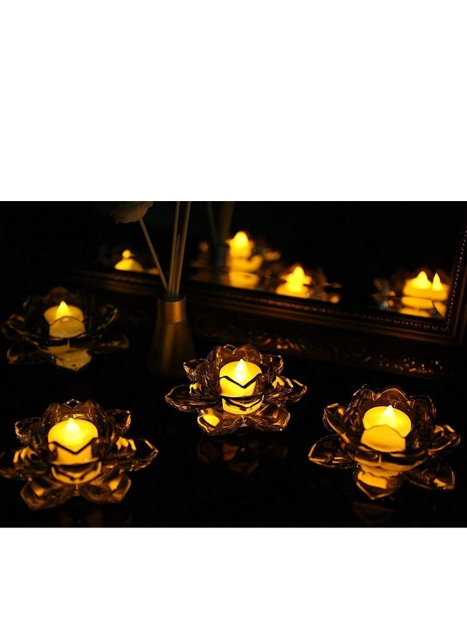 Lotus Shaped Tealight Holder Crystal, Lotus Candle Holders Creative Decoration for Home Decoration Votive Activity Tealight Holders Wedding Gift Idea Clear