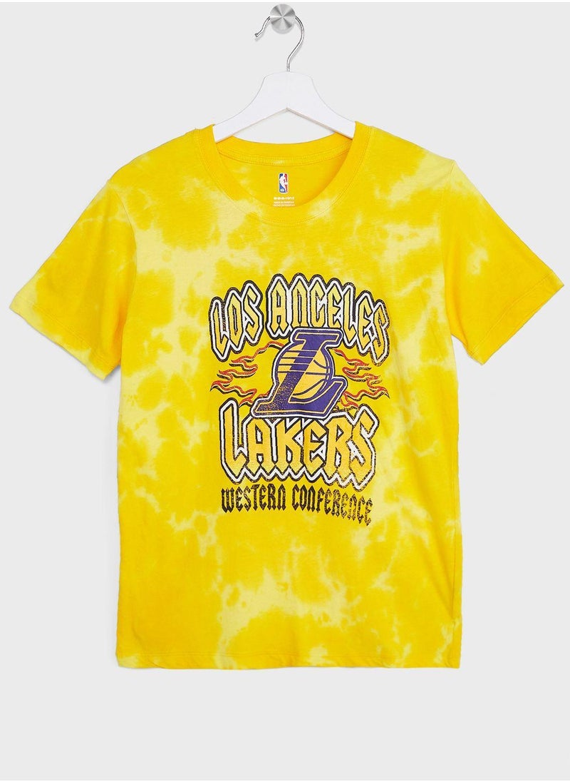 Los Angeles Lakers School Of Rock Bleach Out T-Shirt