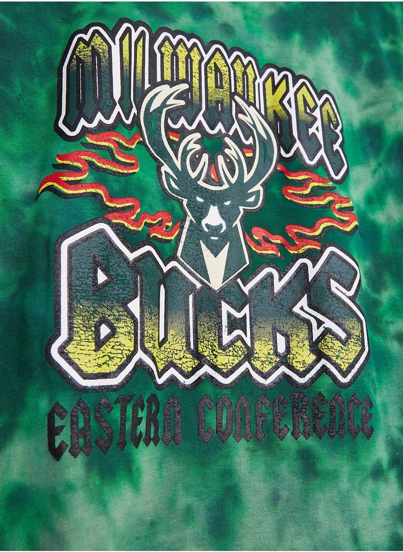 Milwaukee Bucks  School Of Rock Bleach Out T-Shirt