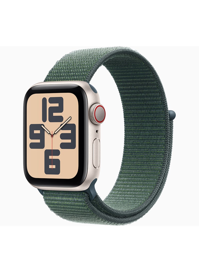 Watch SE (2024) GPS + Cellular 40mm Starlight Aluminium Case With Lake Green Sport Loop