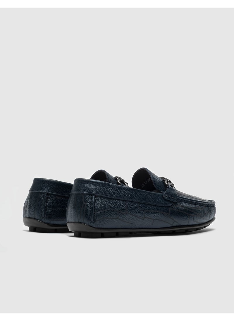 Genuine Leather Navy Blue Men's Loafer