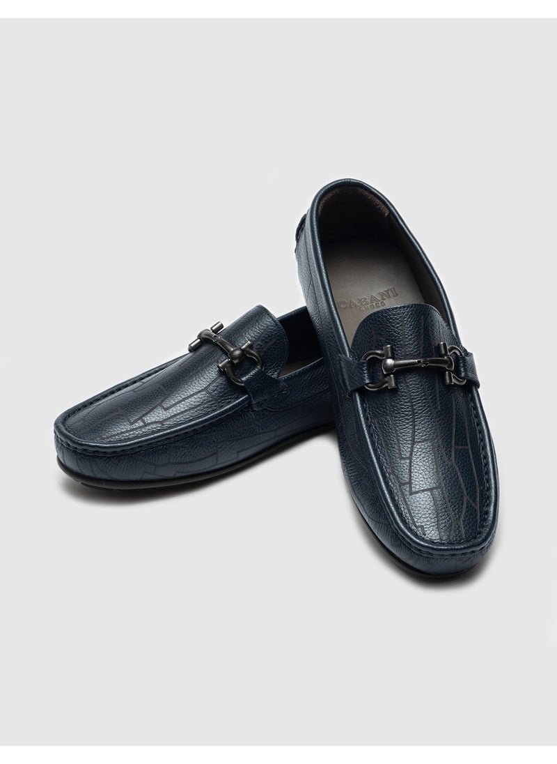 Genuine Leather Navy Blue Men's Loafer