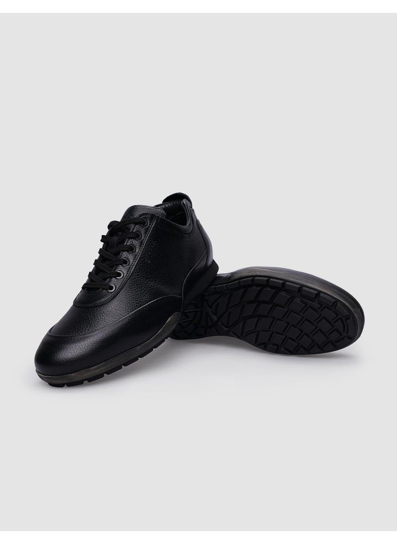 100% Genuine Leather Black Lace-Up Men's Casual Shoes