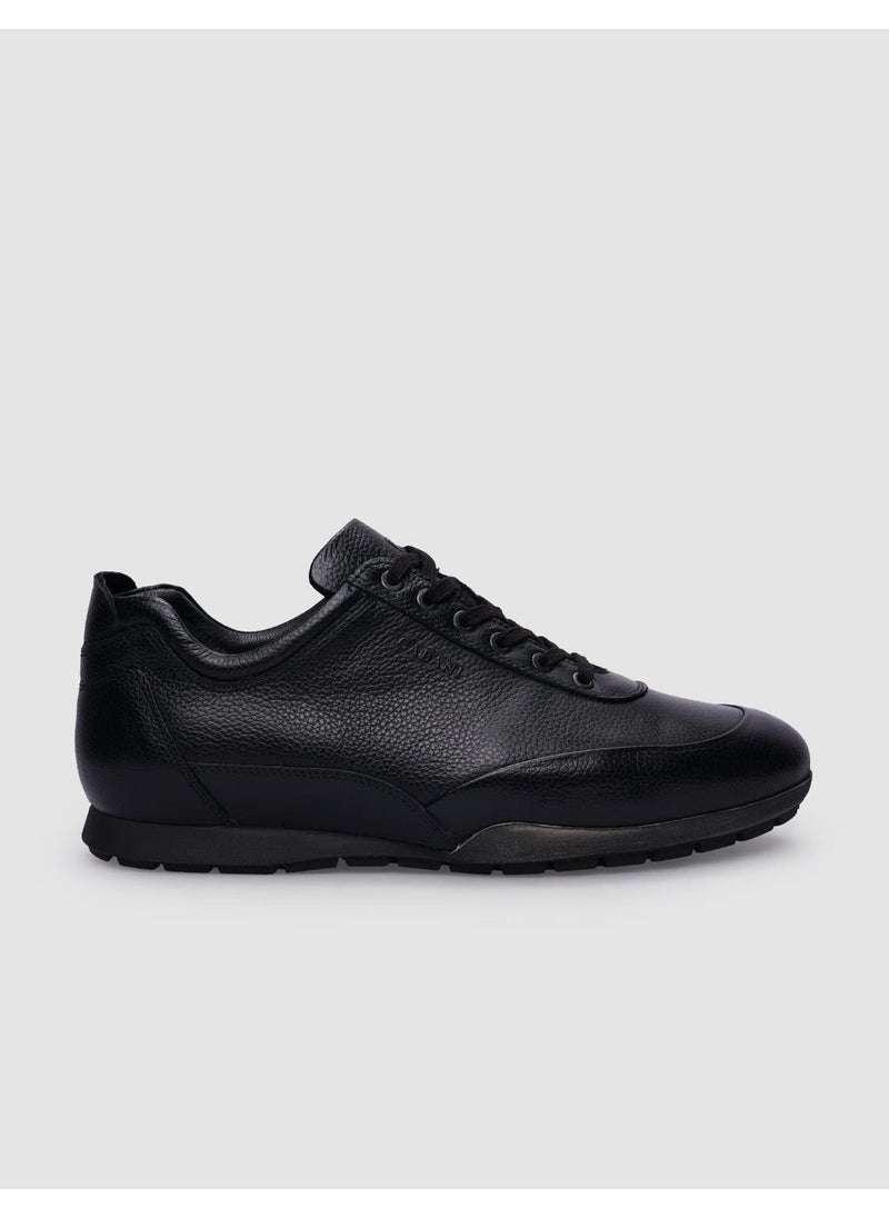 100% Genuine Leather Black Lace-Up Men's Casual Shoes